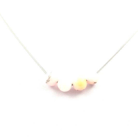Collier 4 perles Opale Rose 8 mm