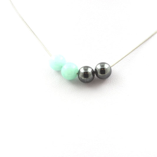 Collier perles Amazonite + Hématite 8 mm