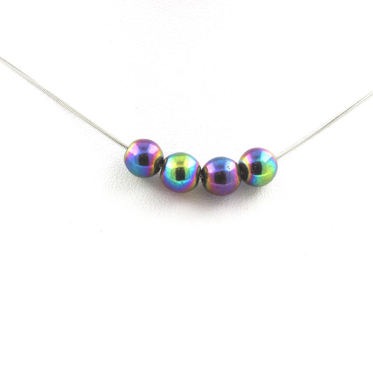 Collier 4 Perles Hématite multicolore 8 mm