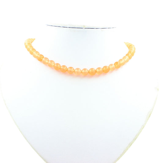 Collier perles Calcédoine orange 8 mm