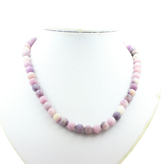 Collier perles Mica violet mat 8 mm