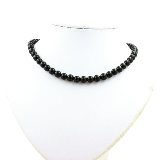 Collier perles Agate noire 8 mm
