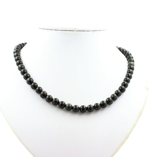 Collier perles Obsidienne noire 8 mm