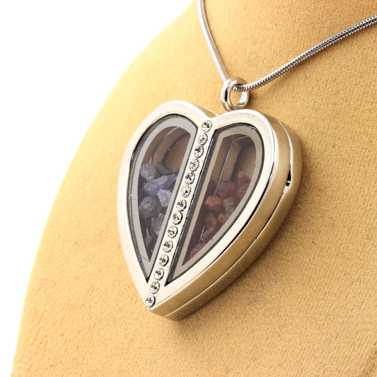 Collier Saphir + Tourmaline multicolore naturels modèle coeur