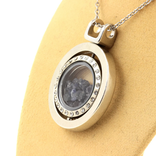 Collier Saphir brut modèle Sablier Sphérique