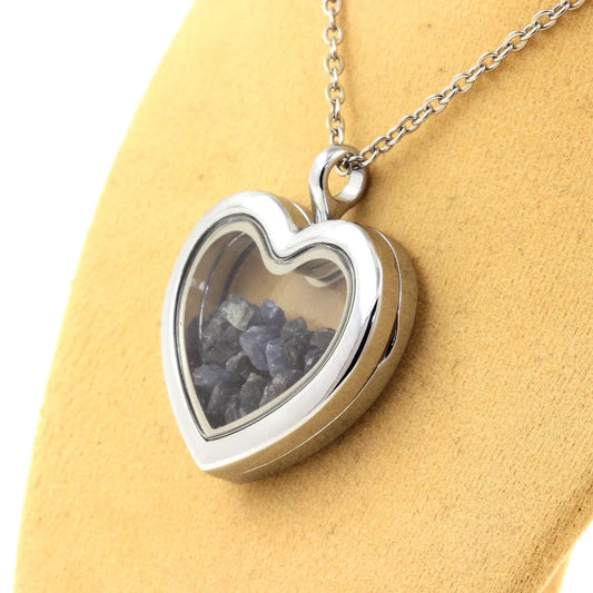 Collier Saphir brut modèle coeur