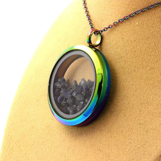 Collier Saphir brut modèle multicolore