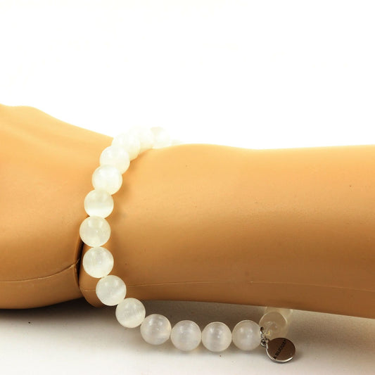 Selenite du Maroc. Bracelet en Perles naturelles