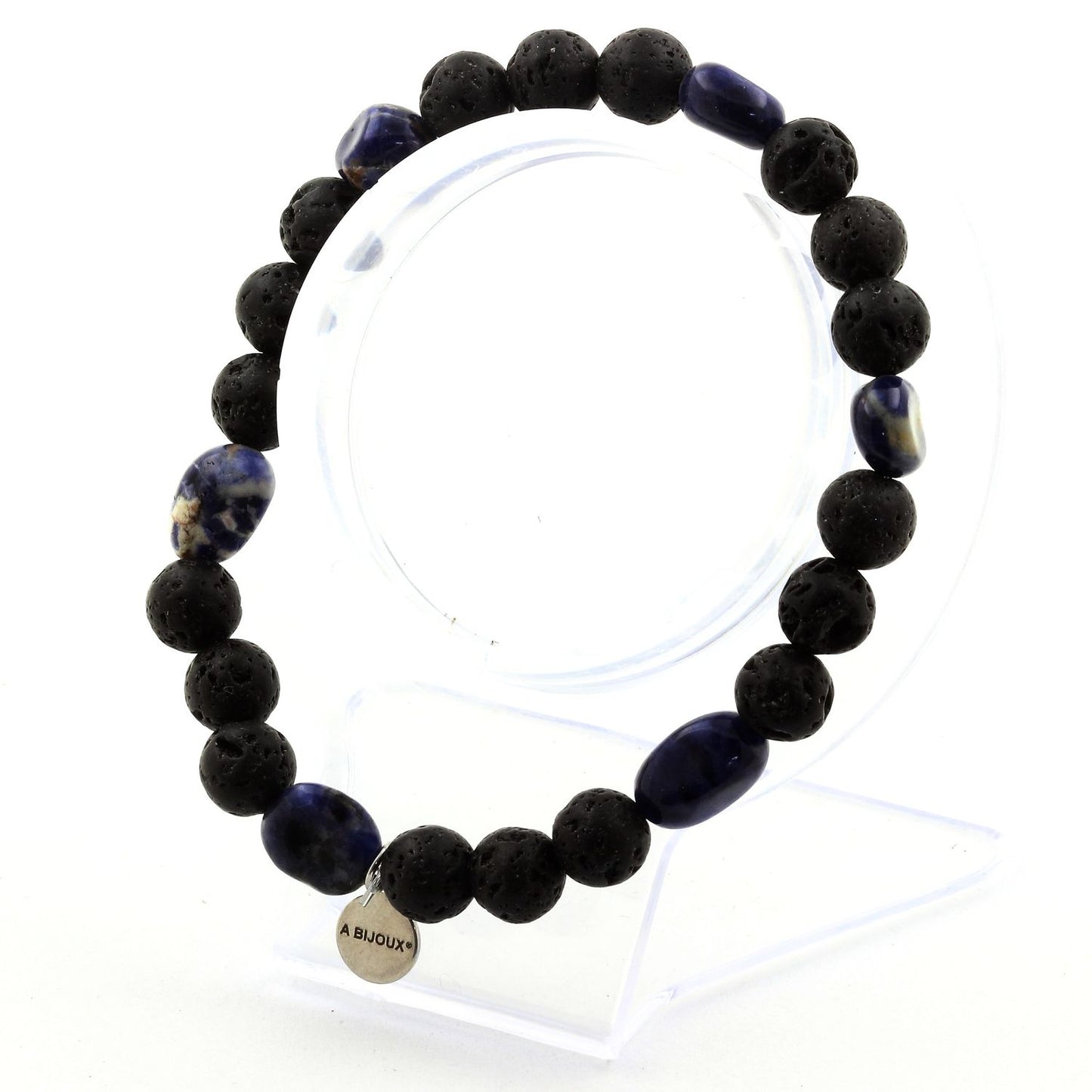 Sodalite du Brésil + Perles Lave. Bracelet Perles naturelles