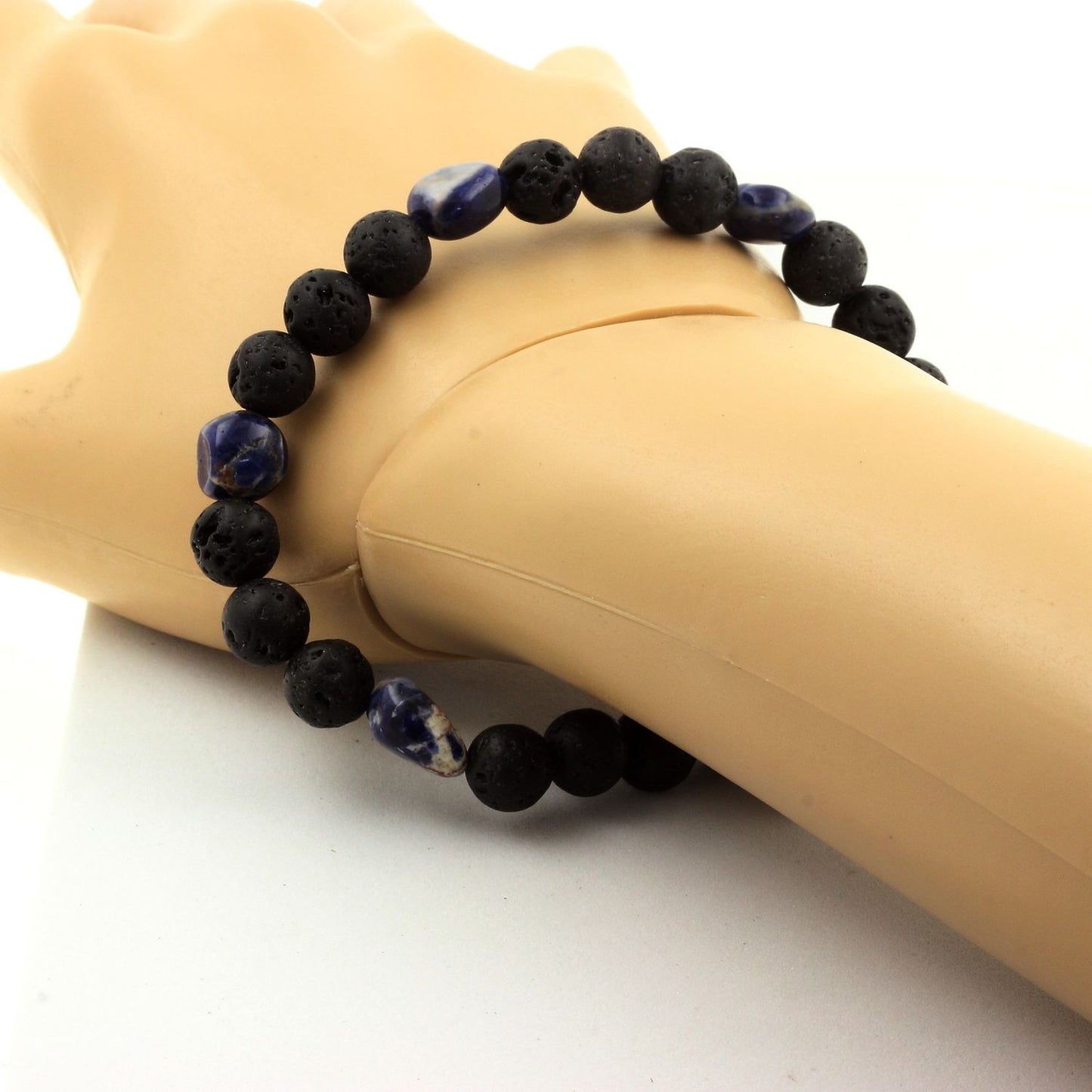 Sodalite du Brésil + Perles Lave. Bracelet Perles naturelles