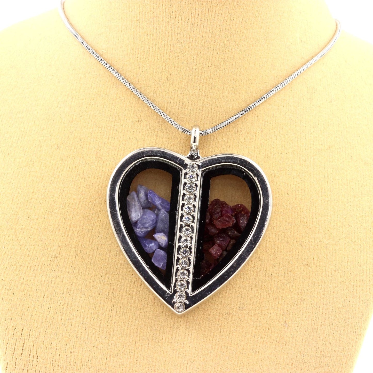 Collier Tanzanite + Rubis naturels modèle coeur