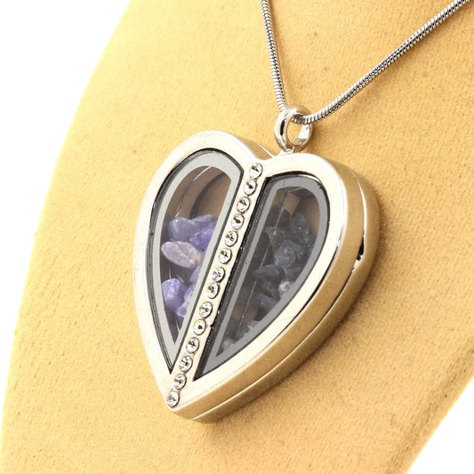 Collier Tanzanite + Saphir brut modèle coeur