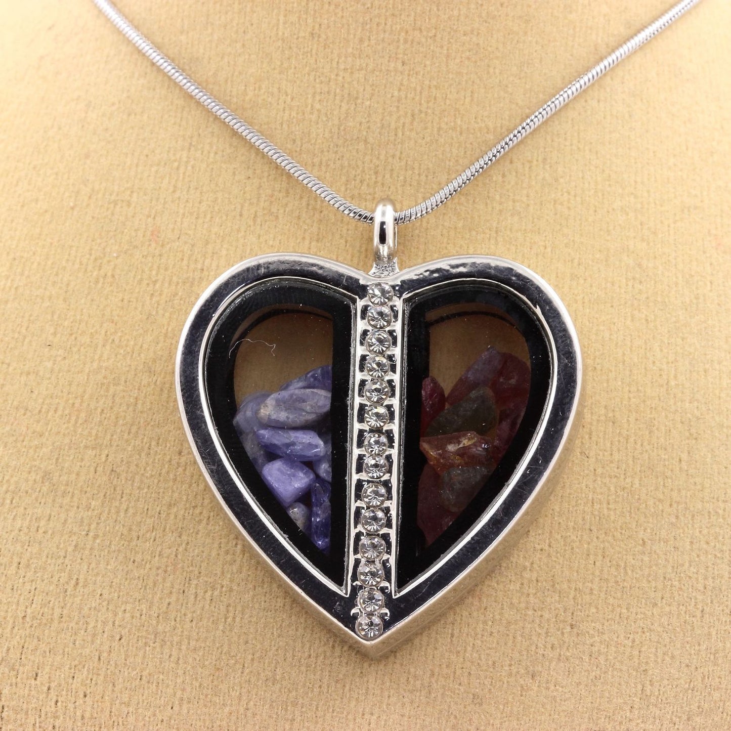 Collier Tanzanite + Tourmaline multicolore naturels modèle coeur