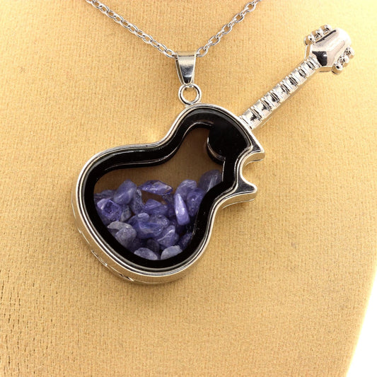 Collier Tanzanite brut modèle guitare