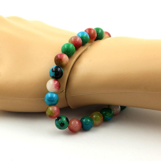 Tourmaline melon d'eau + Chrysocolle. Bracelet Perles naturelles