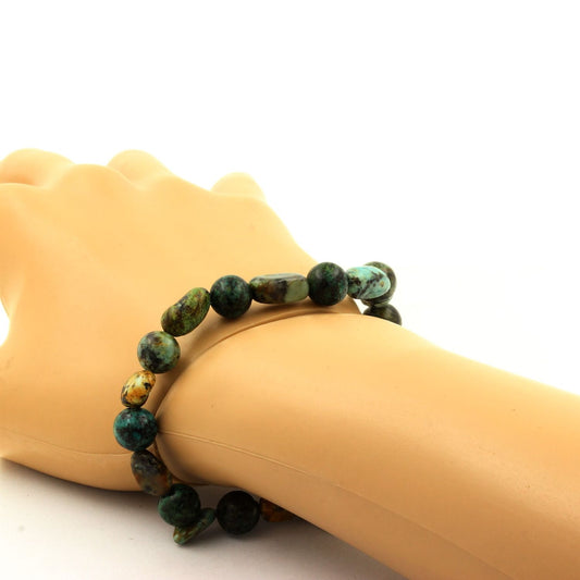 Turquoise Africaine + Perles Turquoise Africaine. Bracelet Perles naturelles