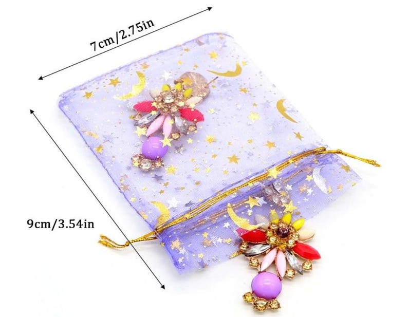 Organza Gift Bags. Lavender Color Star Moon Pattern. 10/20/50/100 PCS. Organza Jewelry Pouches. Wedding Party Gift.