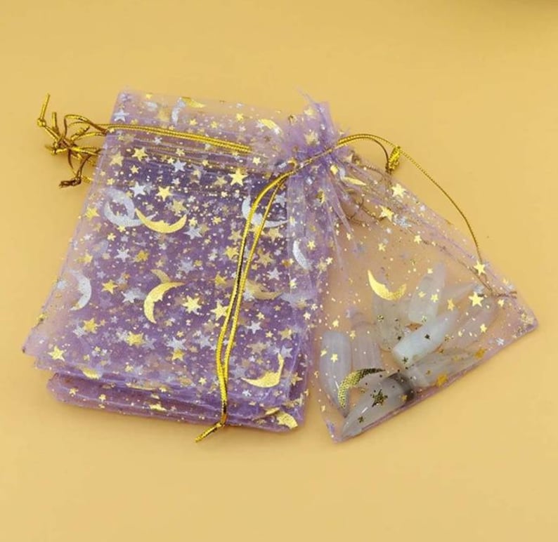 Organza Gift Bags. Lavender Color Star Moon Pattern. 10/20/50/100 PCS. Organza Jewelry Pouches. Wedding Party Gift.