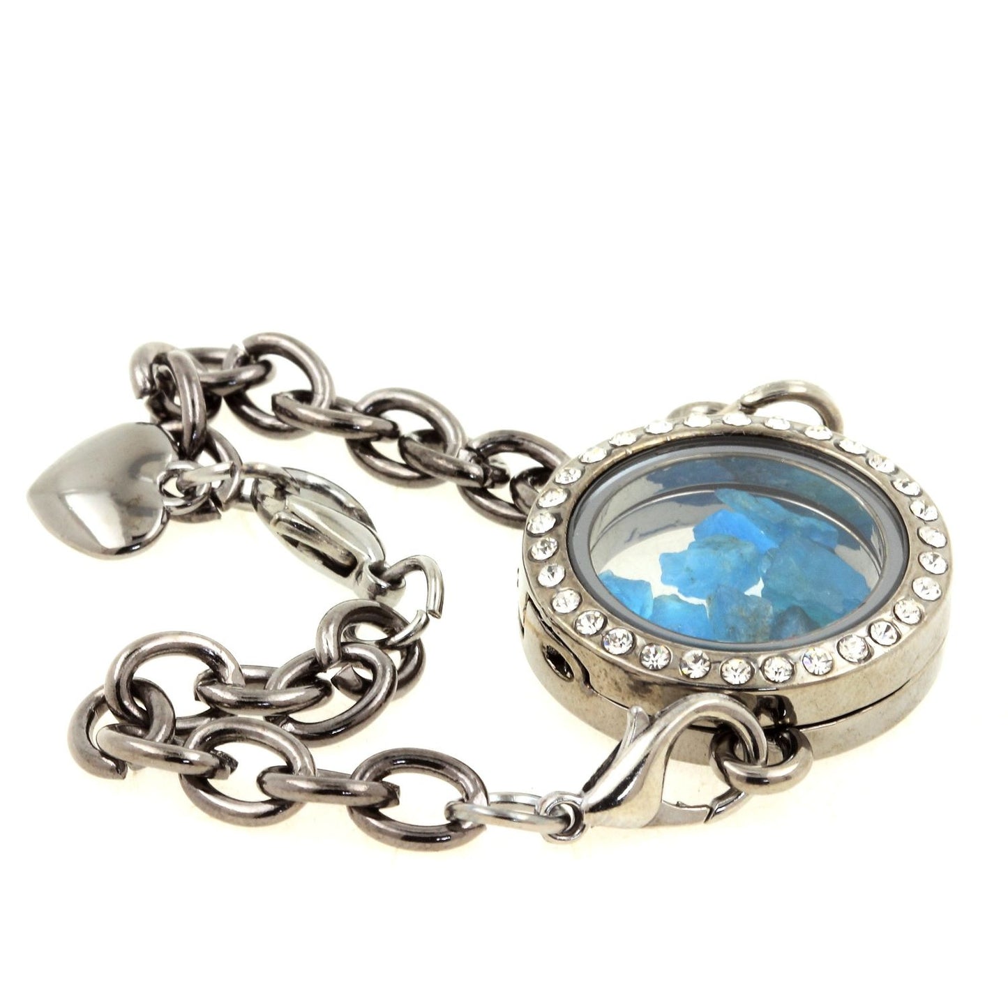 Bracelet Apatite bleu neon brut modèle medaillon 25 mm