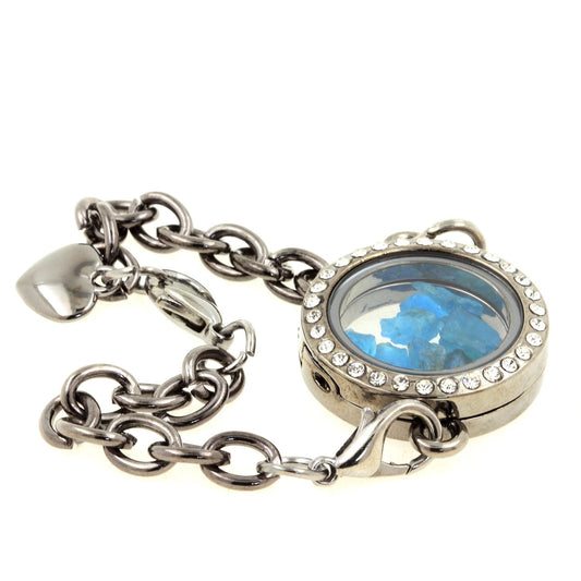 Bracelet Apatite bleu neon brut modèle medaillon 25 mm