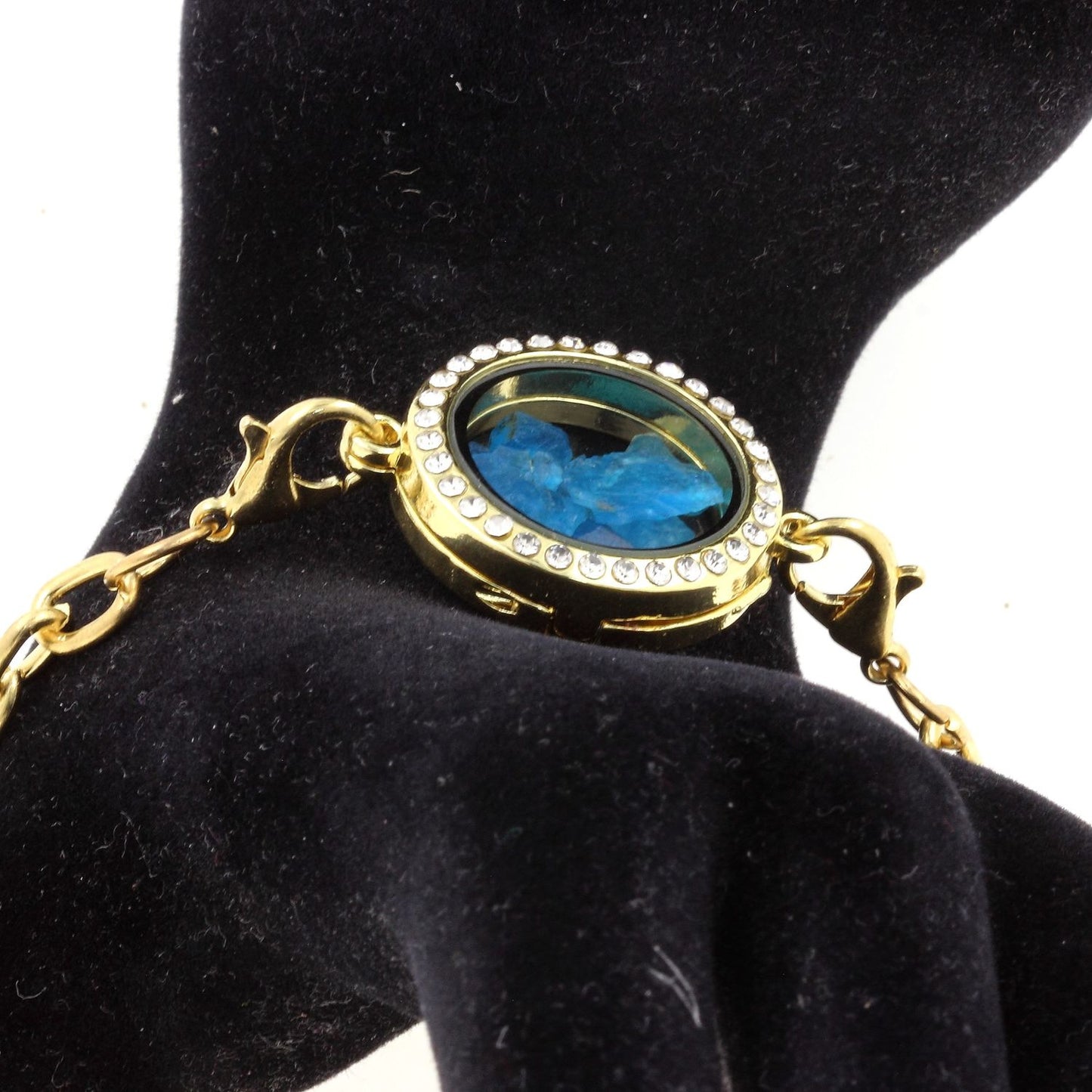 Bracelet Apatite bleu neon brut modèle medaillon 25 mm