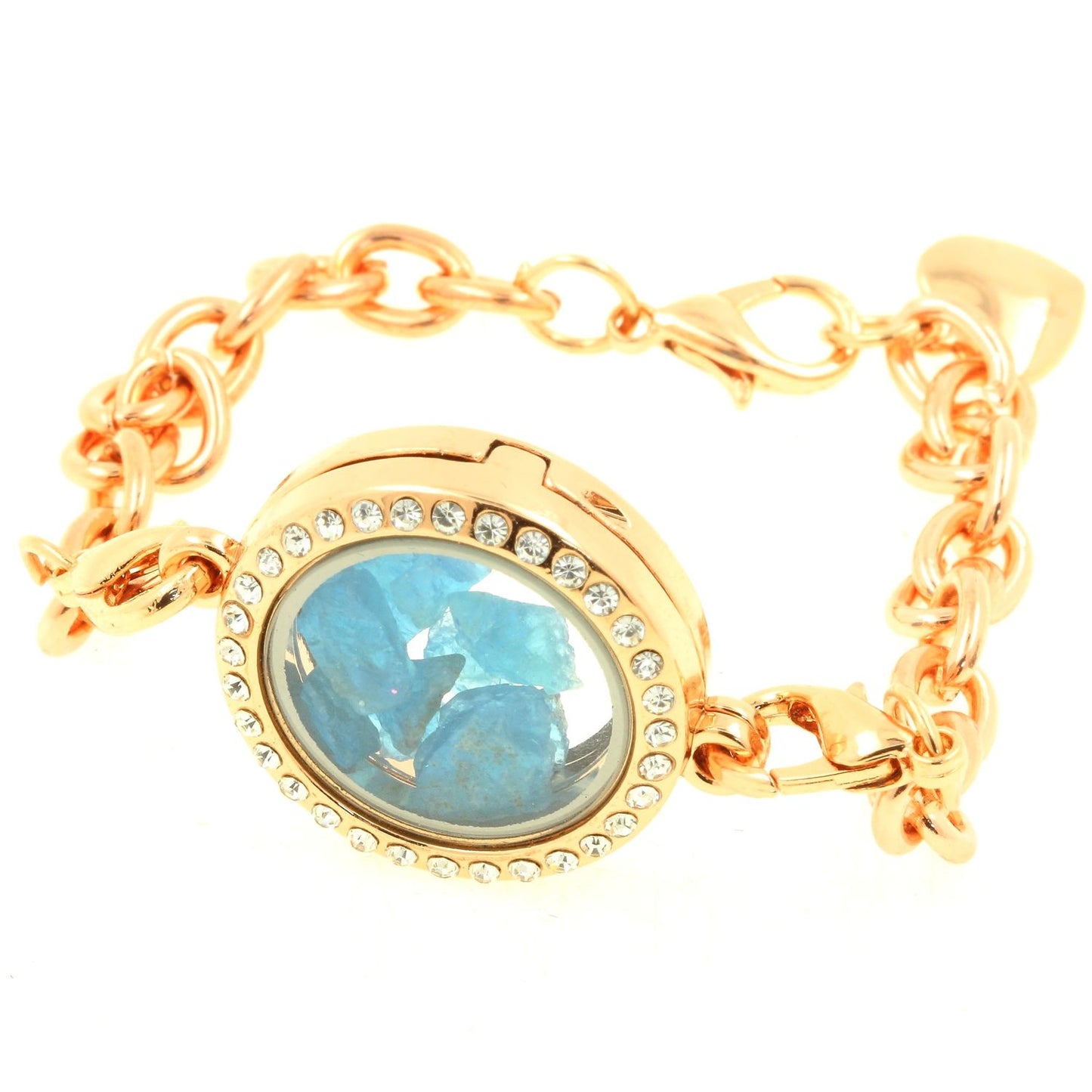Bracelet Apatite bleu neon brut modèle medaillon 25 mm