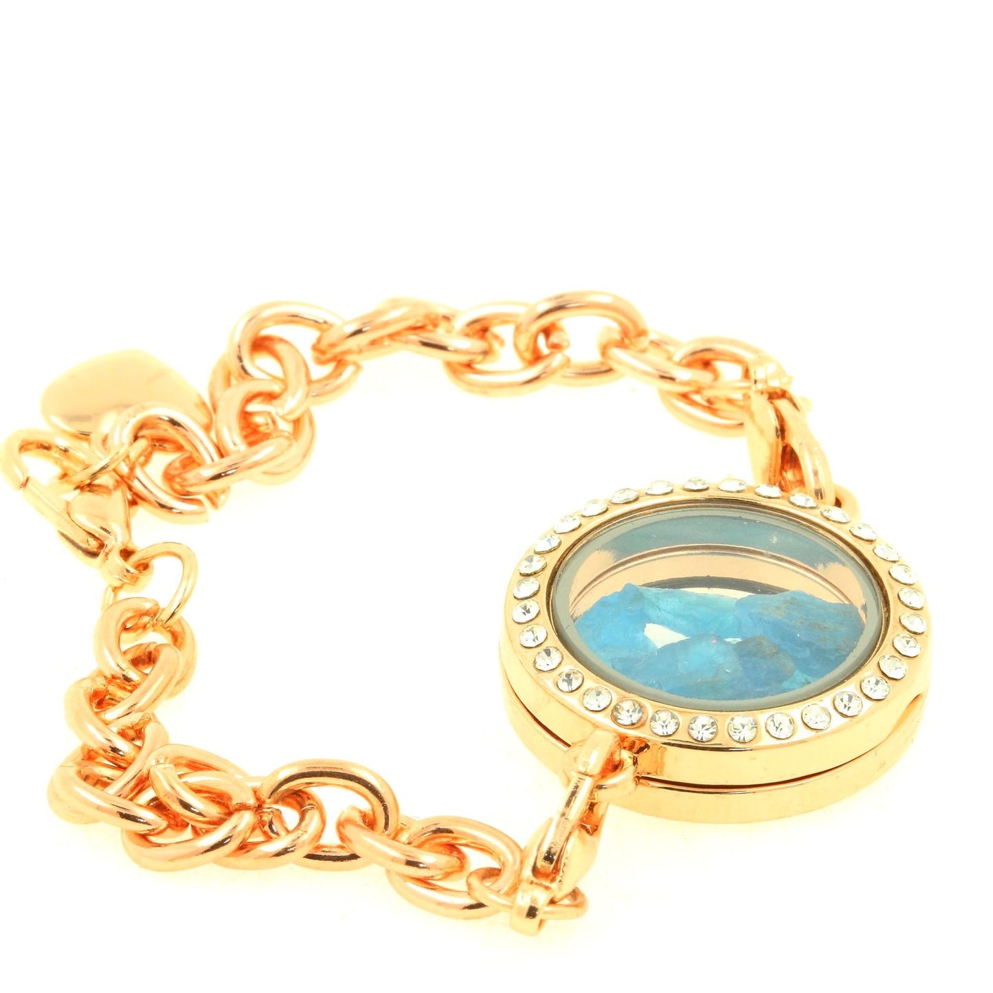 Bracelet Apatite bleu neon brut modèle medaillon 25 mm