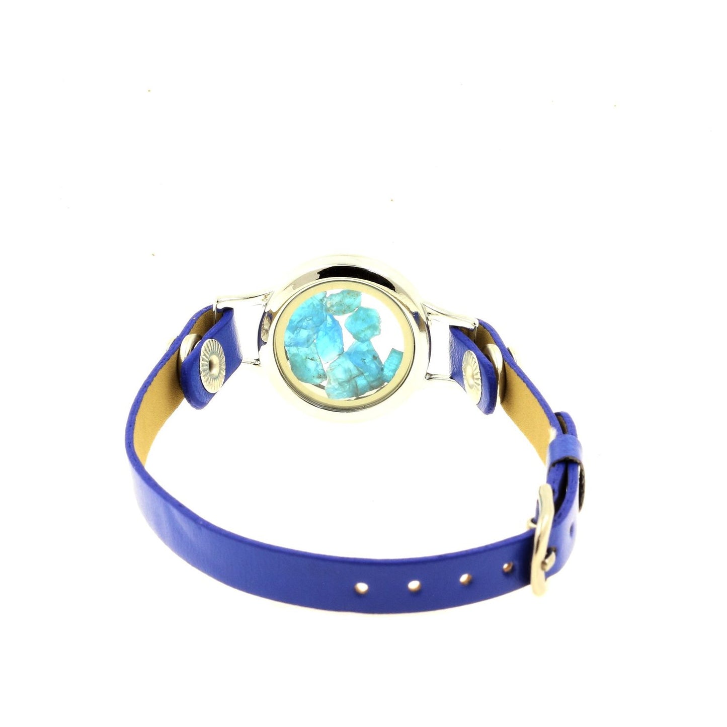 Bracelet Apatite bleu neon brut modèle montre