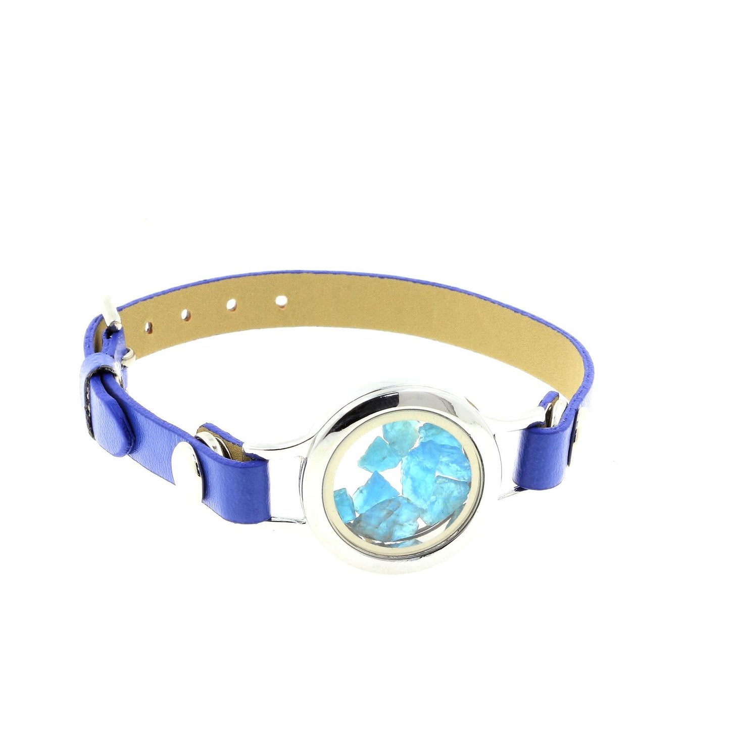 Bracelet Apatite bleu neon brut modèle montre