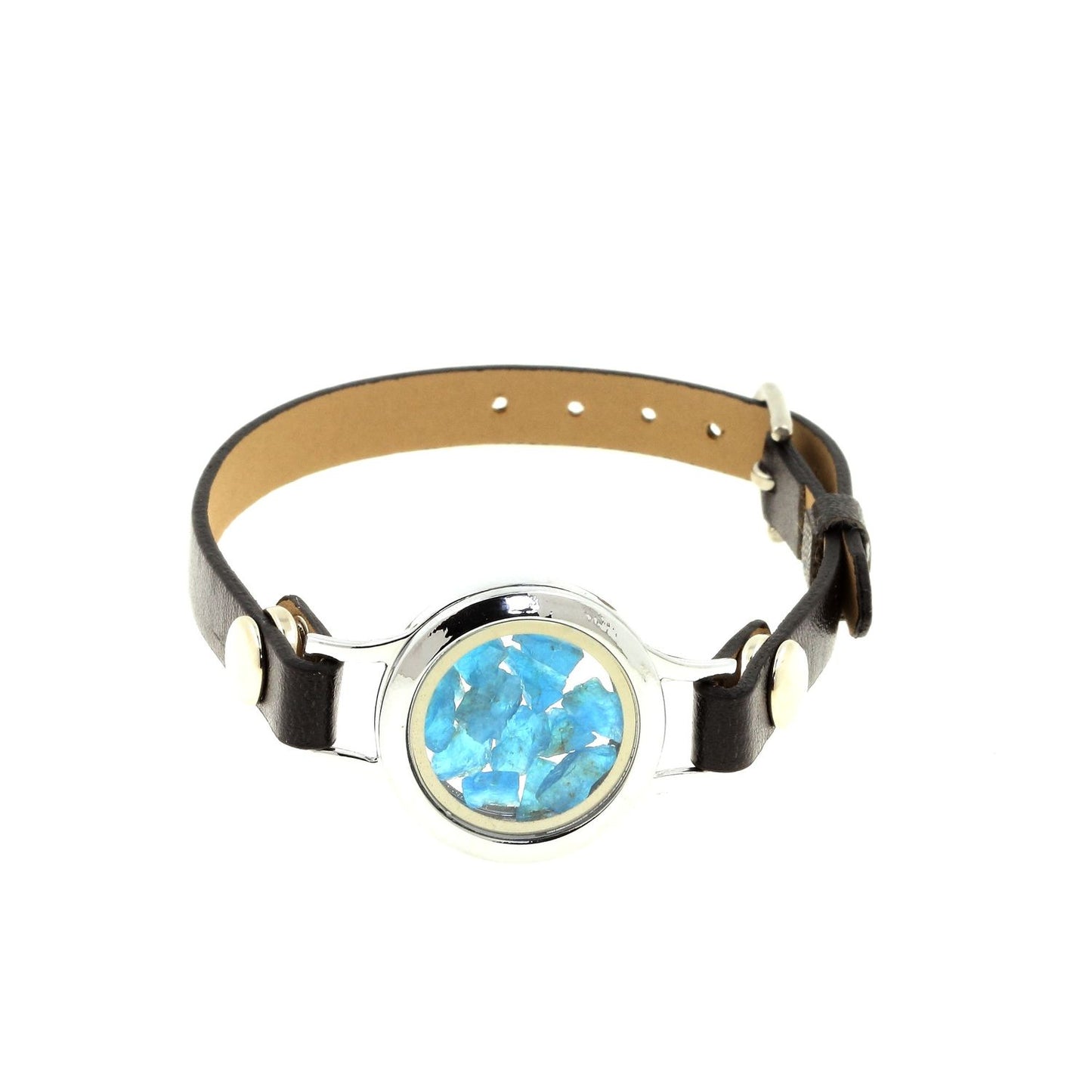 Bracelet Apatite bleu neon brut modèle montre