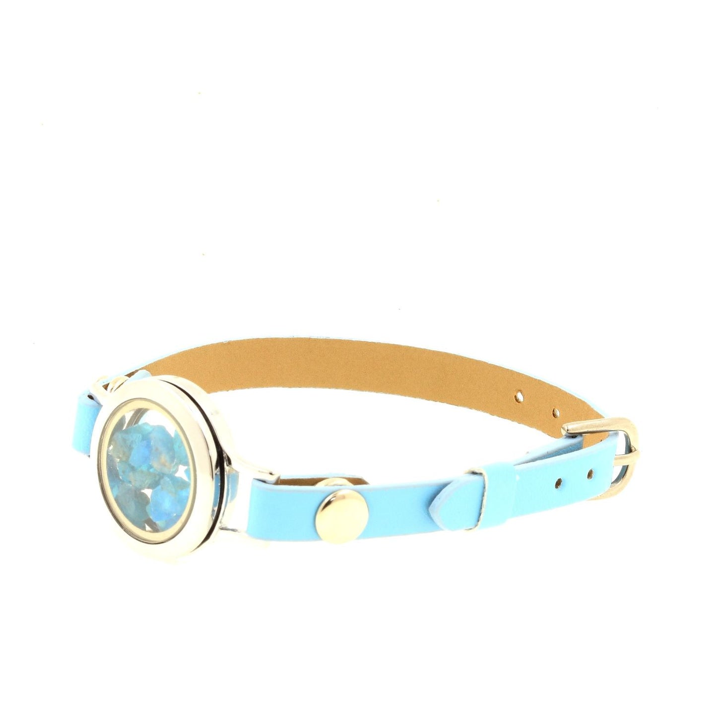 Bracelet Apatite bleu neon brut modèle montre