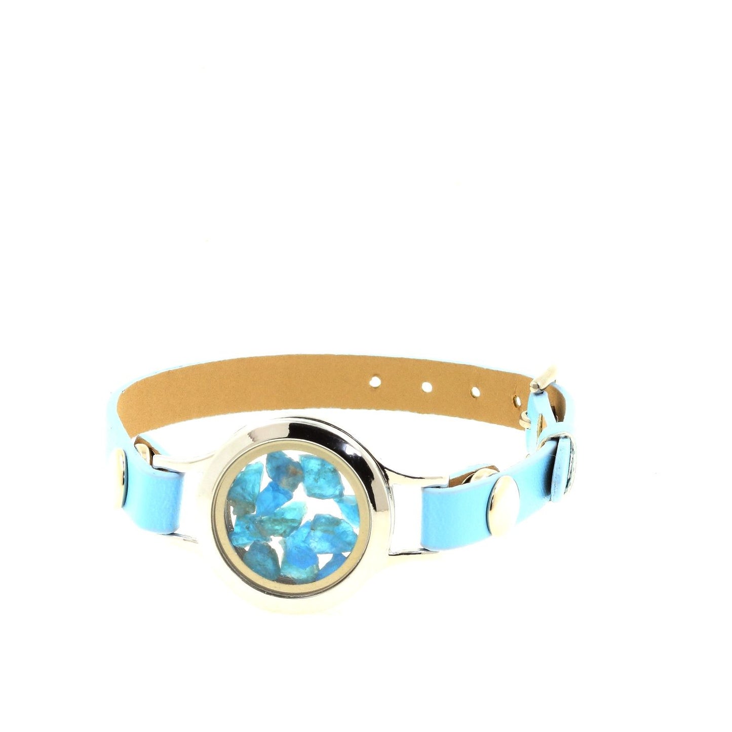 Bracelet Apatite bleu neon brut modèle montre