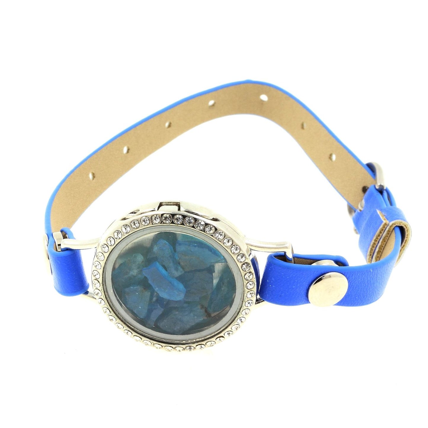 Bracelet Apatite bleu neon brut modèle montre