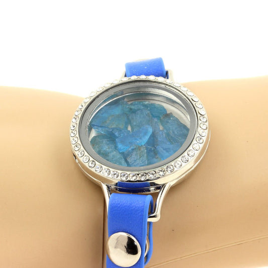 Bracelet Apatite bleu neon brut modèle montre
