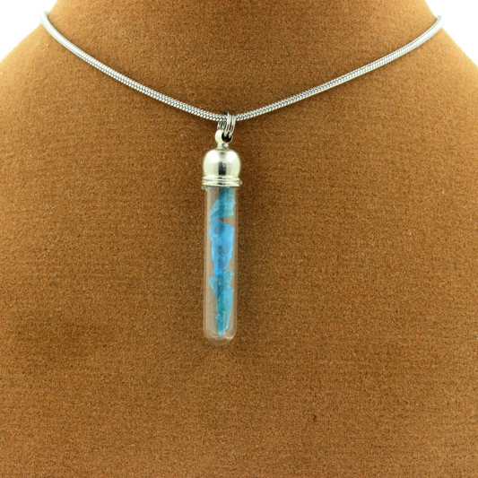 Collier Apatite bleu neon brut modèle tube