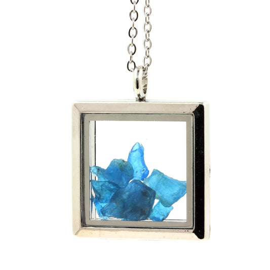 Collier Apatite bleu neon naturels modèle carré
