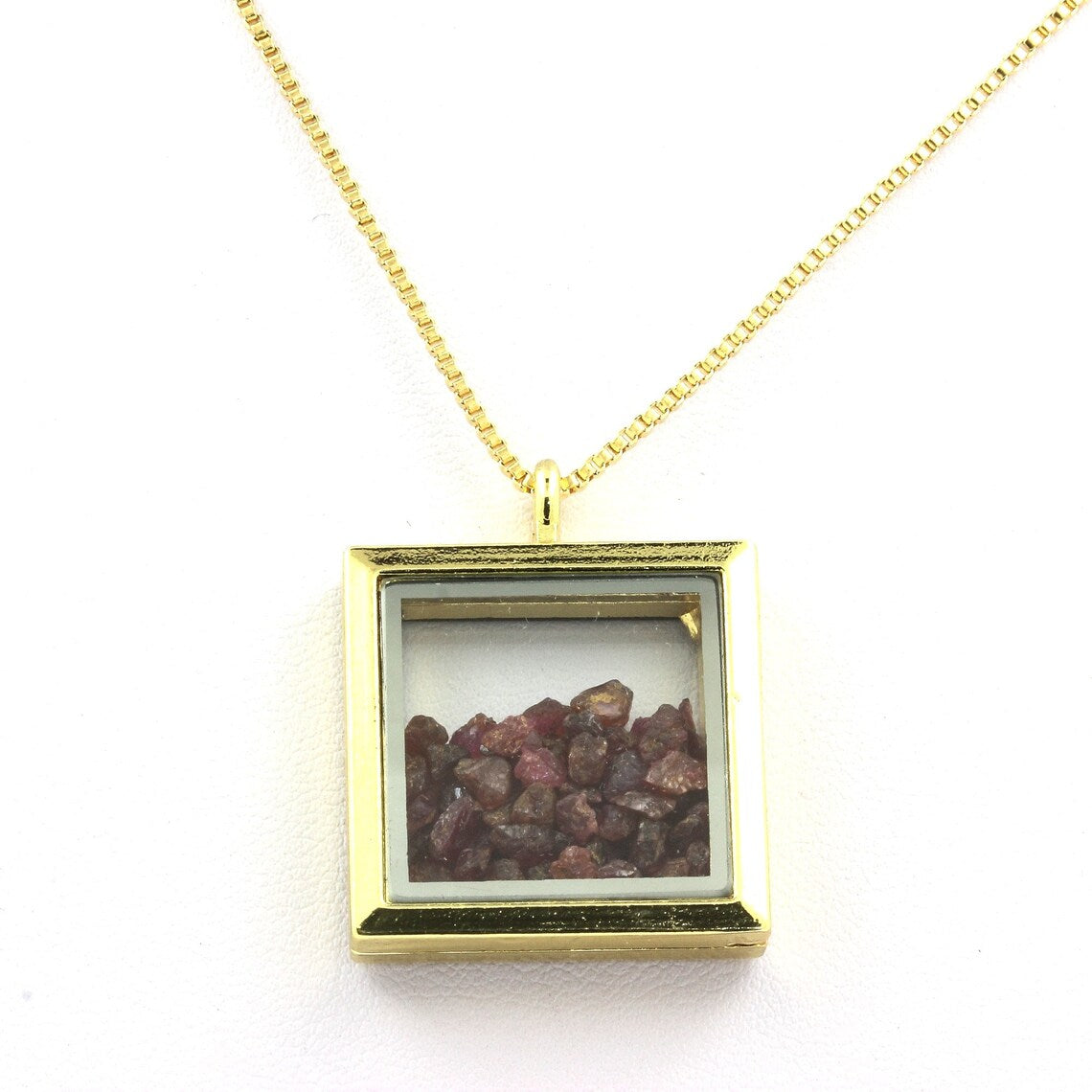 Collier Rubis naturels modèle carré