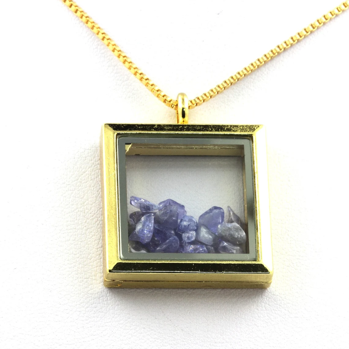Collier Tanzanite naturels modèle carré