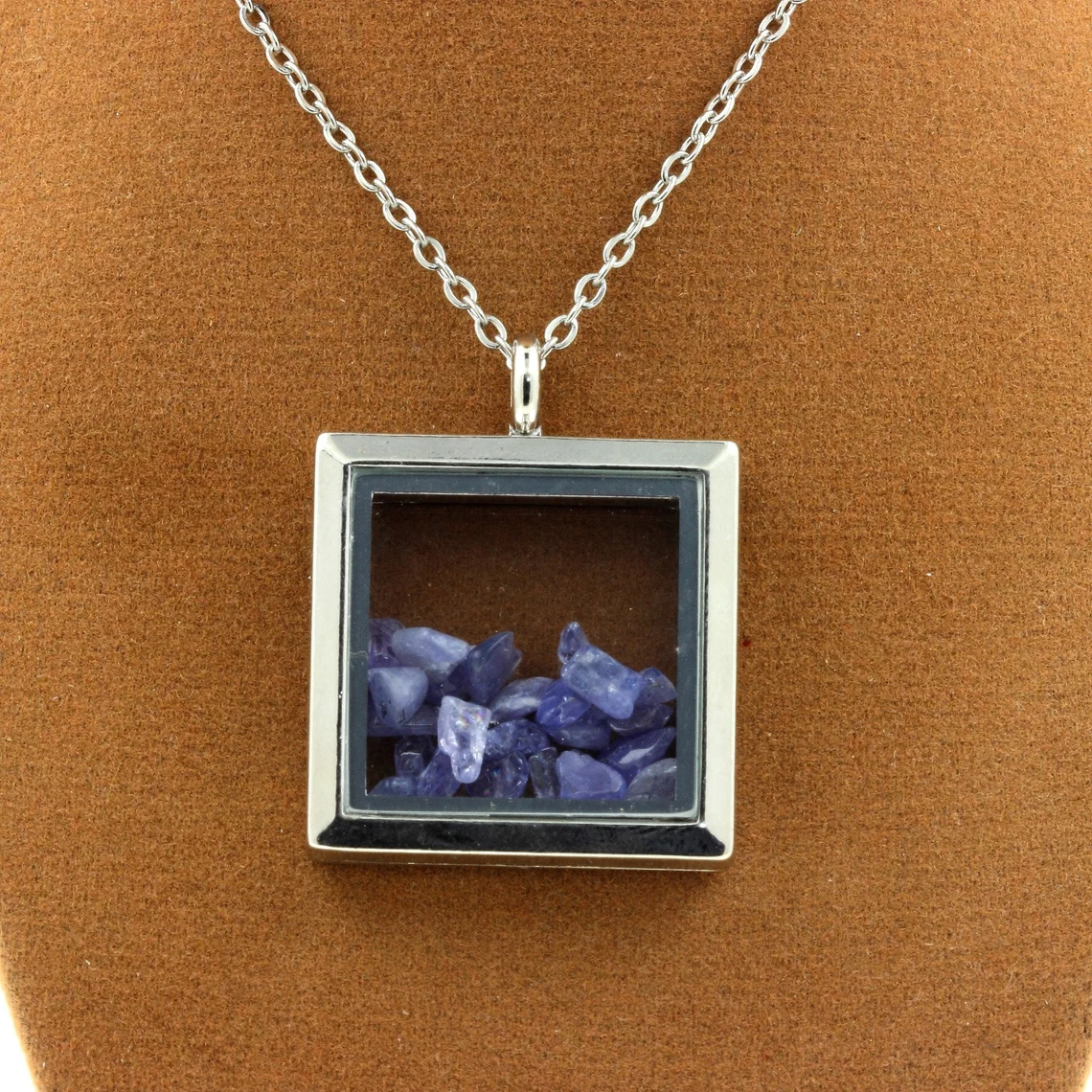 Collier Tanzanite naturels modèle carré