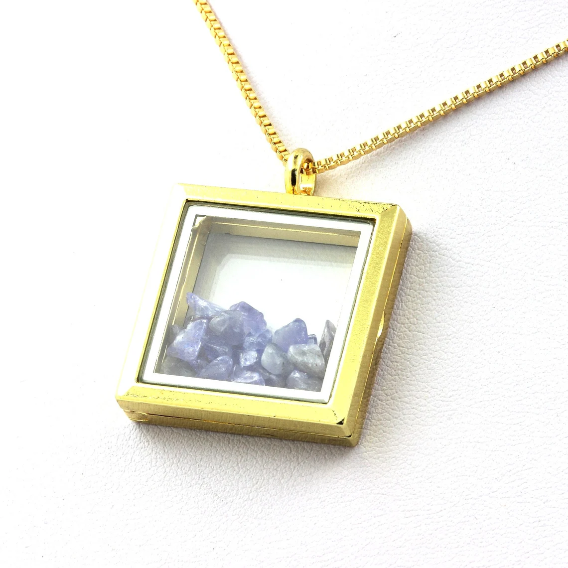Collier Tanzanite naturels modèle carré