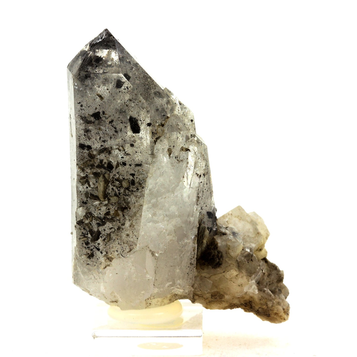 Quartz avec inclusions d'Ardoise + Calcite. 195.9 carats. Col de La Croix de Fer, Savoie, France