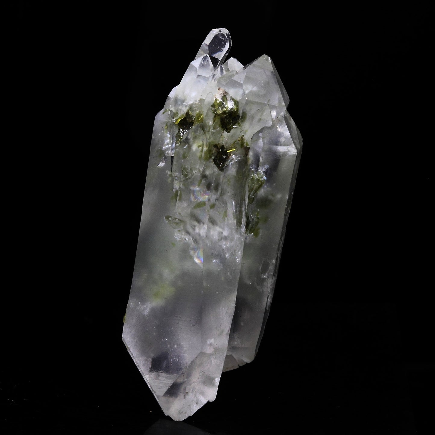 Quartz, Epidote, Byssolite. 54.5 carats. Chamrousse, Belledonne, Isère, France