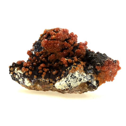 Vanadinite sur Quartz + Goethite. 694.0 carats. Taouz, Meknès-Tafilalet Region, Maroc