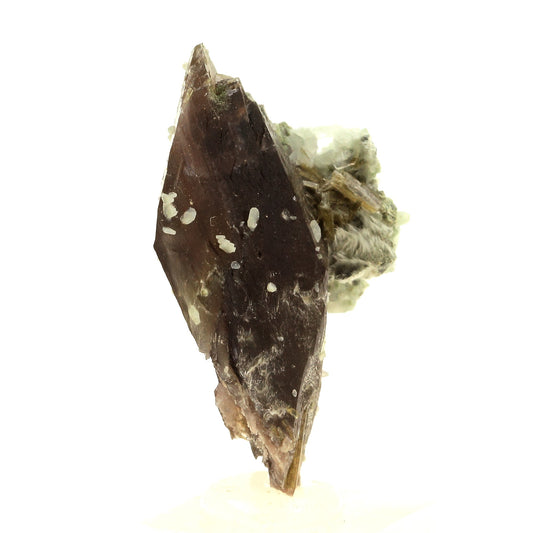 Axinite + Albite + Clinozoisite + Asbeste. 118.0 carats. La Balme d'Auris, France